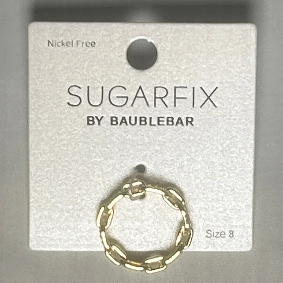 Sugarfix by Baublebar Gold Crystal Rhinestone Chain Ring Size 8 NWT - Picture 3 of 7